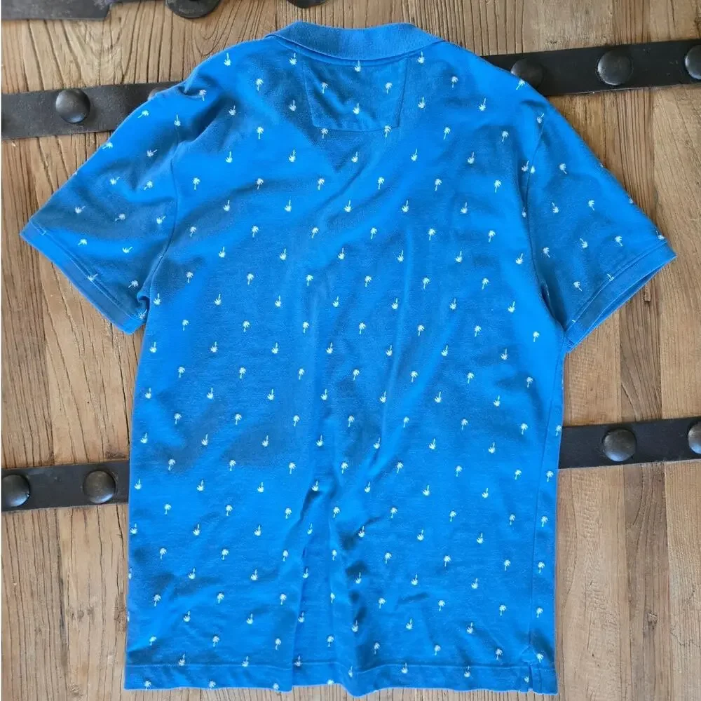 Banana Republic Factory Slim Fit Blue Palm Tree Polo Shirt Sz L